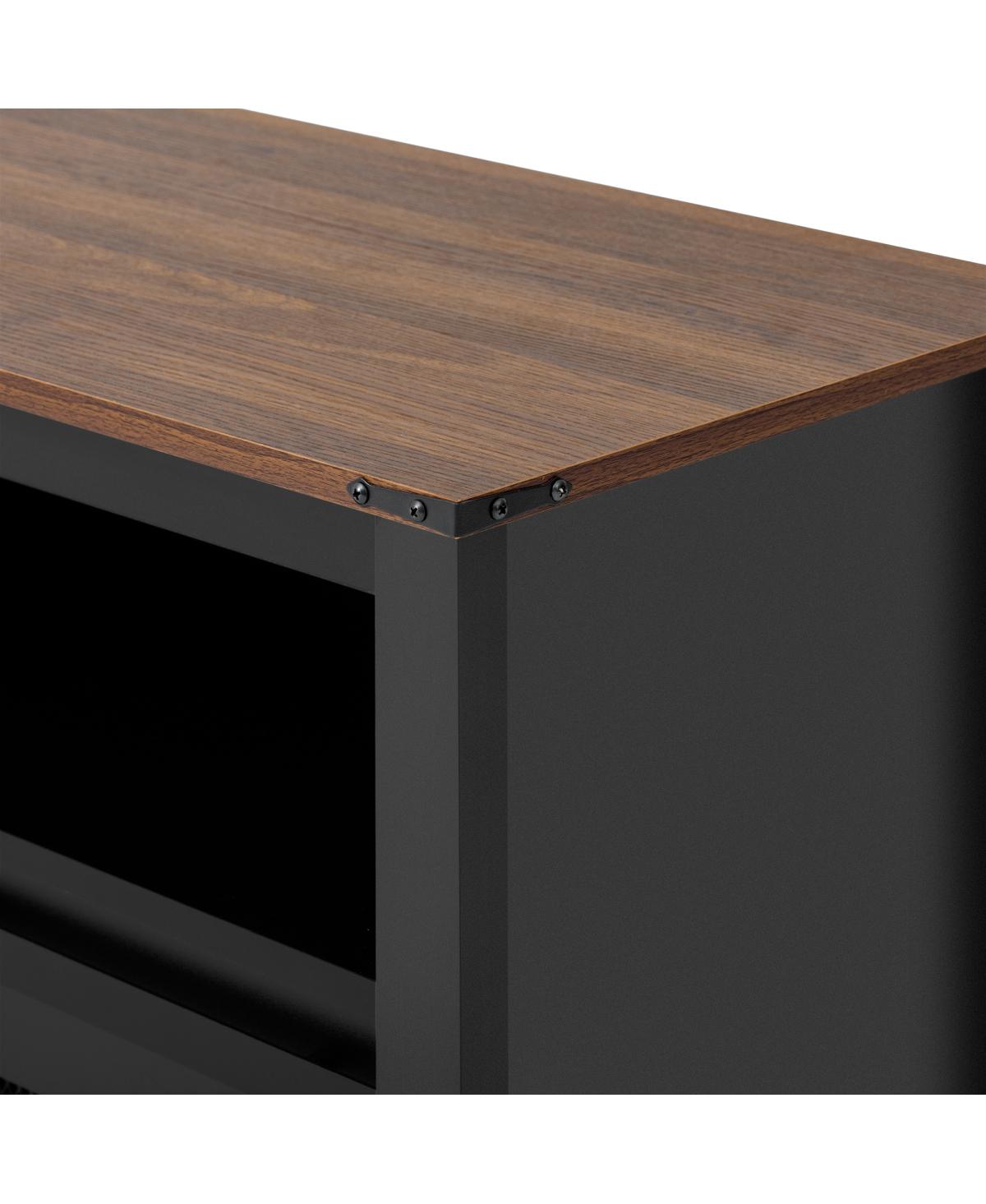 Streamdale Furniture 59.3" Farmhouse Barn Door Sideboard with Mesh Panels and Open Storage