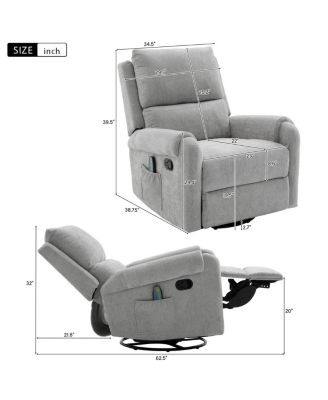 Manual Recliner Massage Chair w/ Side Storage Pocket