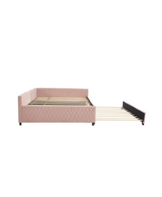 Streamdale Upholstered Daybed with Trundle (Pink)