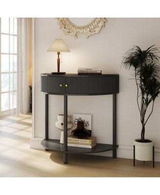  Artisan Wave Demi-Lune Console Table, 2 Drawers, Hallway