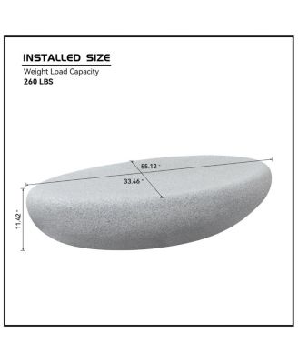  Fiberglass Elliptical Coffee Table for Living Room, Vintage Matte Rocks Table