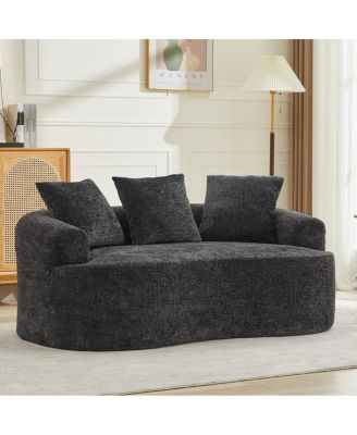  Curved Loveseat with 3 Pillows, Deep Seat Couch for Apartment