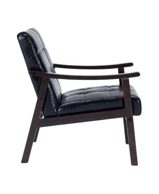  Modern medieval-inspired armchair, antique Black upholstered, solid wood legs