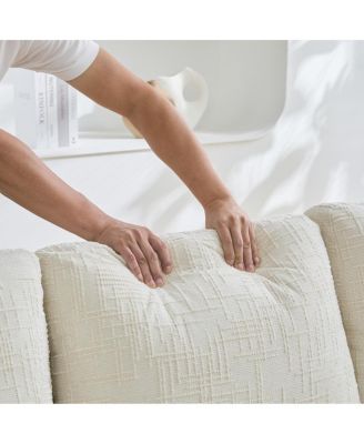  Modern Casual Chenille Sofa, Deep Seat, Three-Seater, Removable Cover, Beige