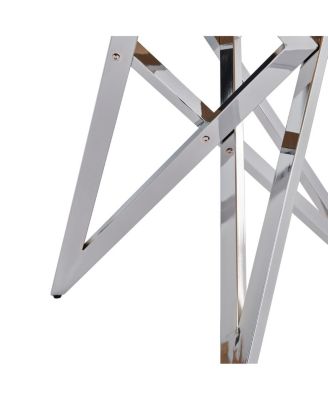 37" Round Dining Table, Small Kitchen Table w/Silver Metal Legs (2-4 People