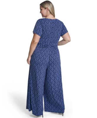 Plus Size Cap-Sleeve V-Neck Jumpsuit