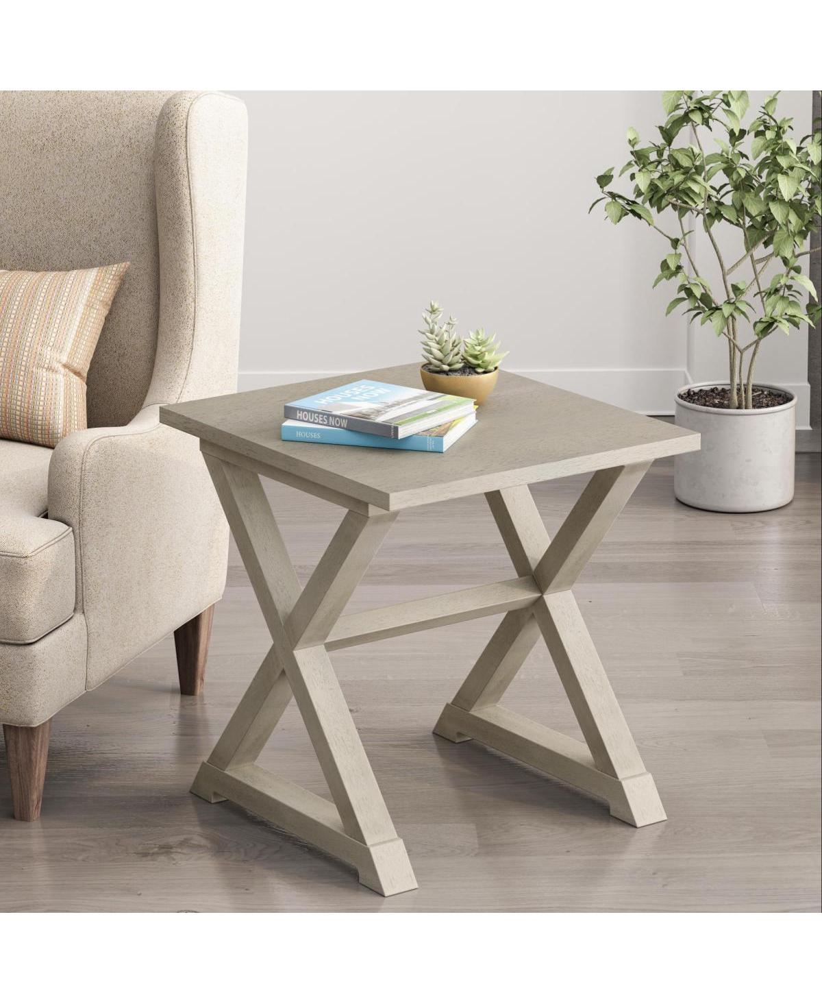 Streamdale Furniture Antique White Square Accent End Side Table Nightstand 22"x23.5"x23.5