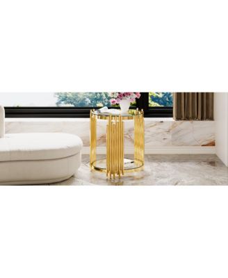 Modern End Table with Gold Finish