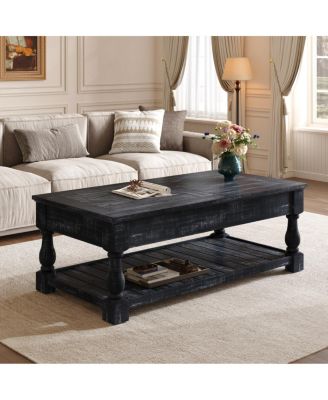 Farmhouse Lift Top Coffee Table with Storage - Weathered  Finish