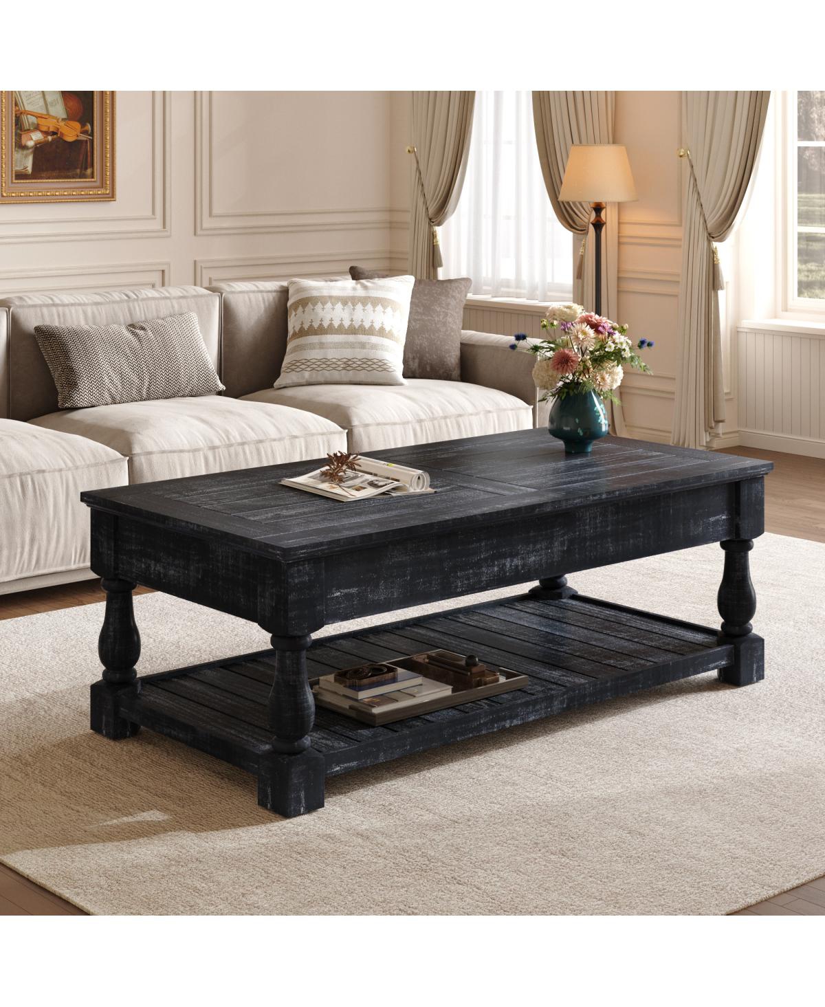 Streamdale Furniture Farmhouse Lift Top Coffee Table with Storage - Weathered Finish