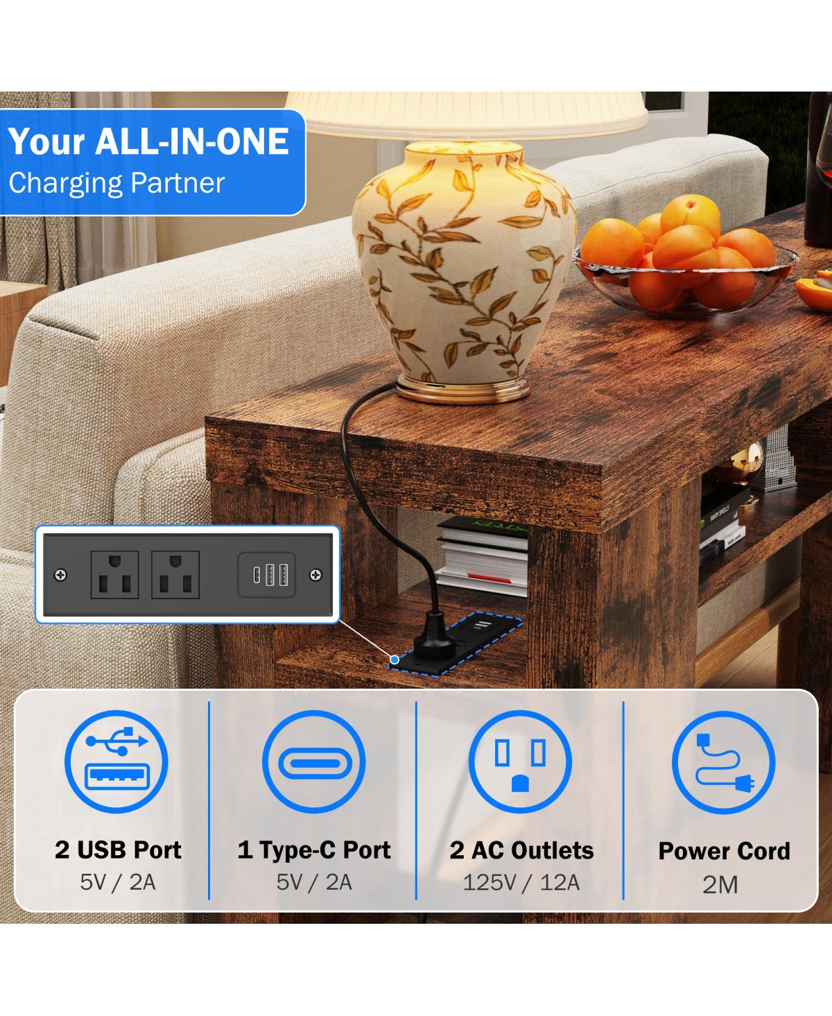 Streamdale Furniture 180cm Super Long Desk with 2AC+2USB+1TC Socket and 5 Shelves