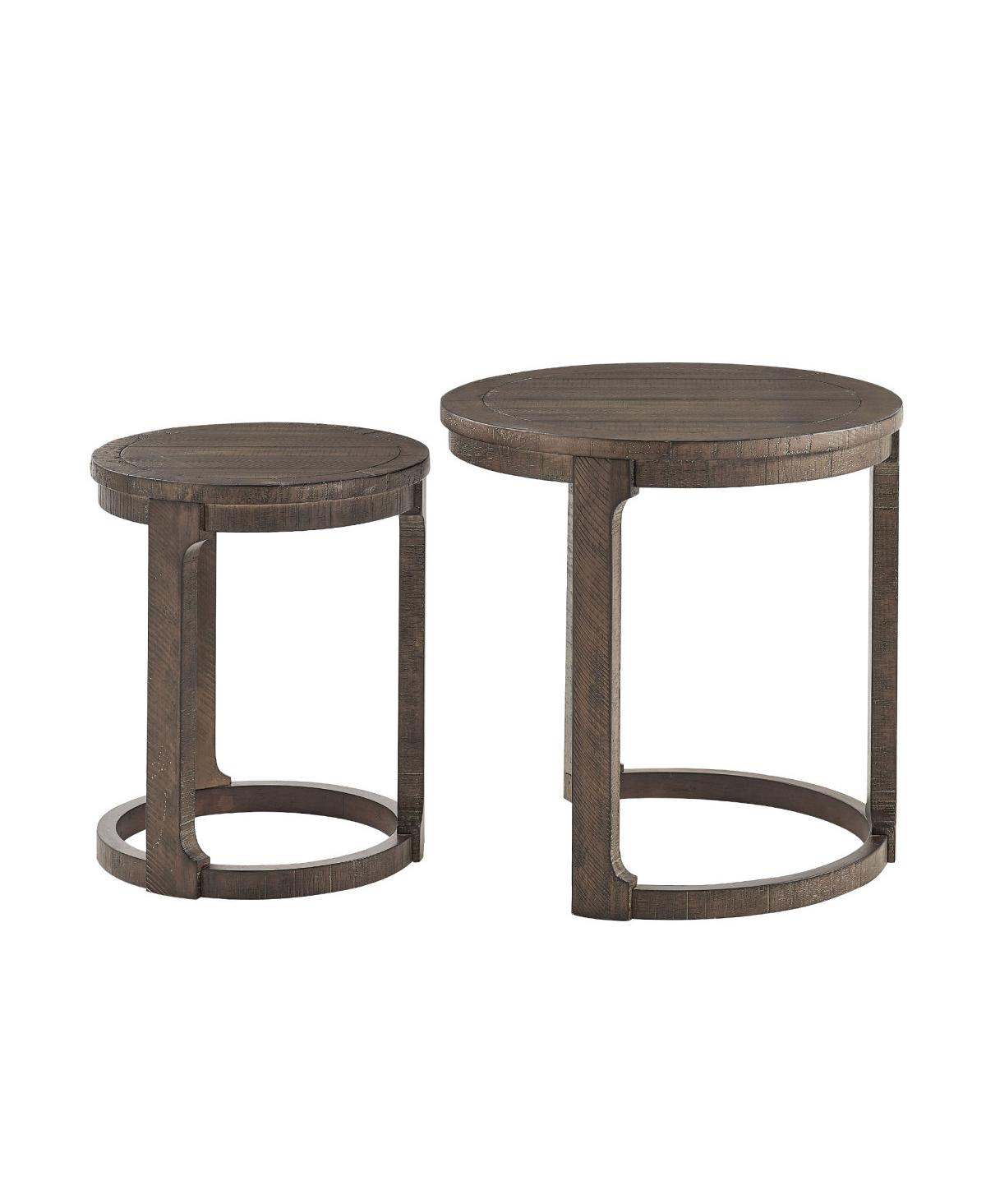 Streamdale Furniture 24" 2PC Curved Round Wooden Coffee Table Set