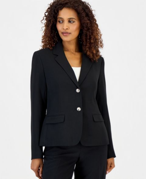 Женский пиджак Kasper Stretch Crepe Two-Button Classic Blazer, цвет: Чёрный