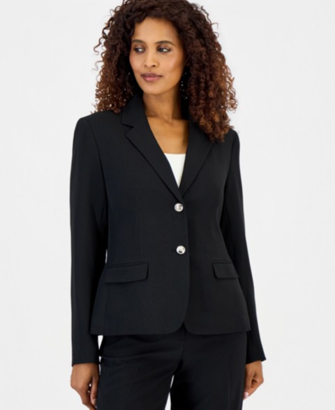 Женские Kasper Stretch Crepe Two-Button Classic Blazer, Regular and Petite