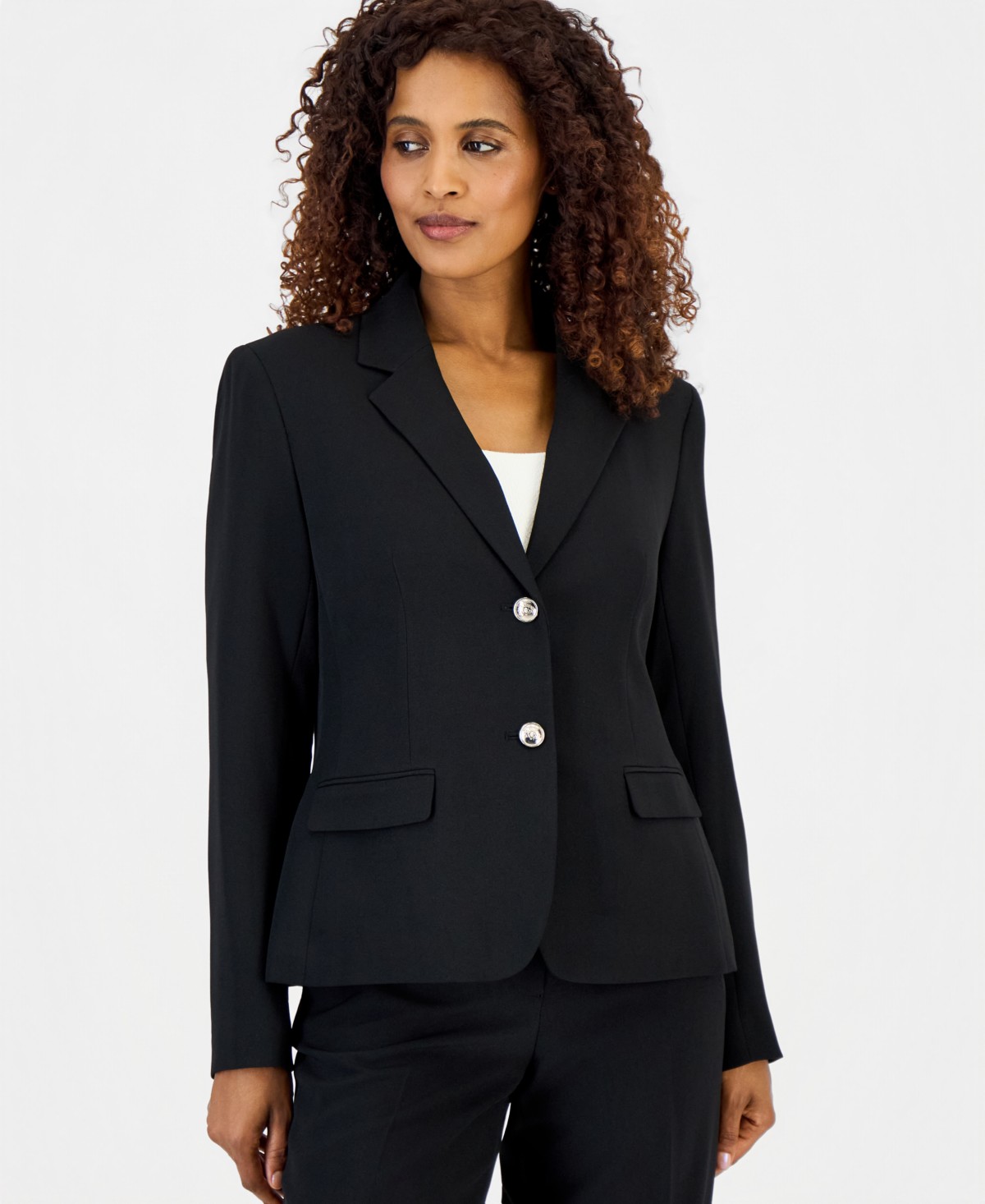 Женские Kasper Stretch Crepe Two-Button Classic Blazer, Regular and Petite — фото 1