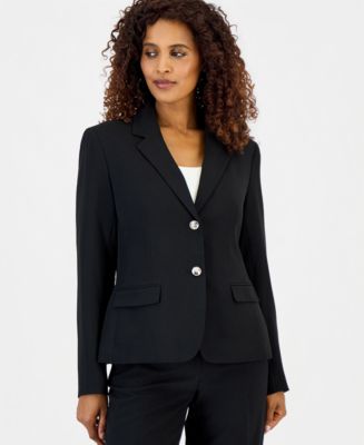 Kasper Stretch Crepe Two-Button Classic Blazer, Regular and Petite