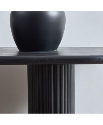 Narrow Console Table with Stainless Steel Legs, Modern Black MDF Sofa Table