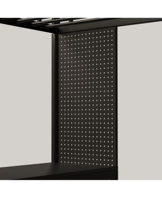 Black full size bunk bed with twin size, LED light and charging socket