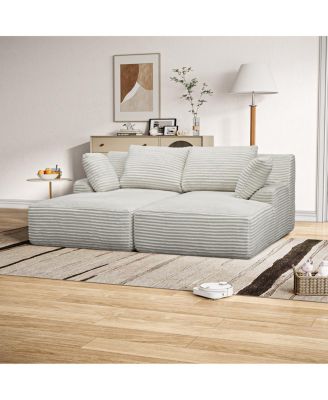 Oversized Double Chaise Lounge Cloud Plush Sofa Bed Sleeper Chair Beige