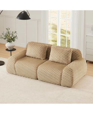 82" Modern Modular Flannelette Sectional Sofa, Oversized 2-Seater Couch, Light Camel