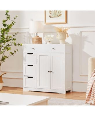 32” H Free-Standing Bathroom Floor Cabinet with 4 Drawers and 2 Doors