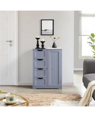 35.5” H Free-Standing Floor Cabinet with 4 Drawers and 1 Cupboard Espresso