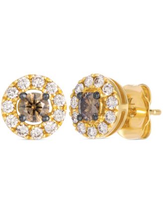Chocolate Diamond (1/4 ct. t.w.) & Nude Diamond (1/4 ct. t.w.) Earrings in 14k Honey Gold
