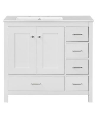 36 in. Bathroom Vanity with Ceramic Sink Combo, Abundant Storage Cabinet with 2 Soft Close Doors and 5 Drawers