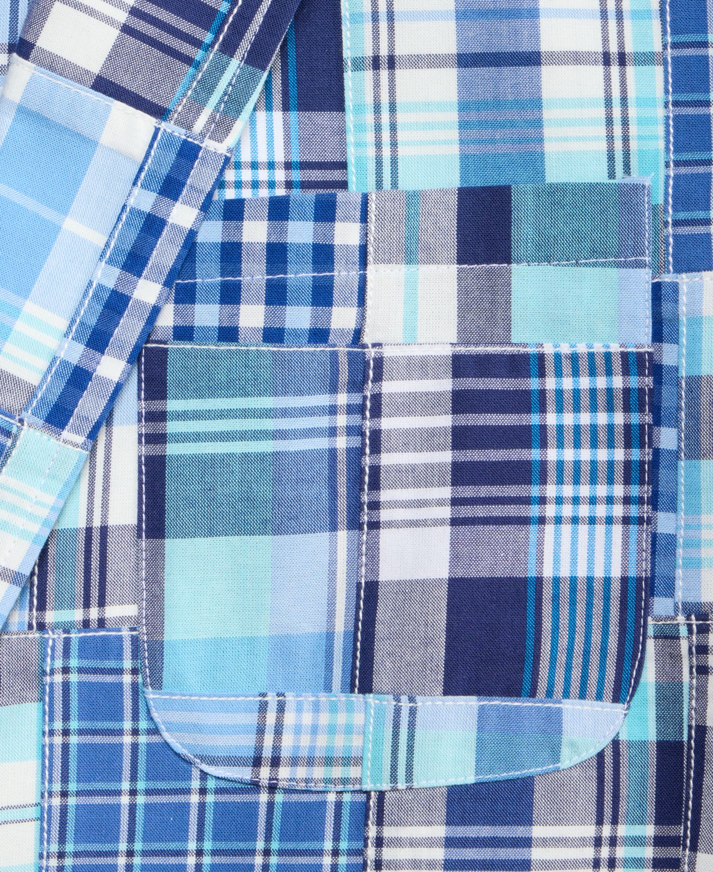Мужской пиджак Club Room Patchwork Madras Regular-Fit Blazer, цвет: Клетчатый шамбре — фото 5