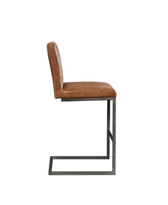 Faux Leather Bar Stool - 26-Inch Tufted, Black Metal Frame (2 Sets)