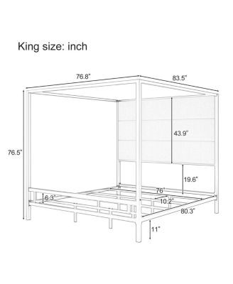 Modern Velvet Upholstered Canopy Bed Frame