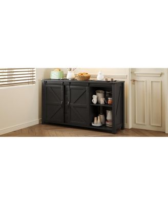 55.1-Inch Farmhouse Sideboard with Sliding Barn Doors & 4 Drawers