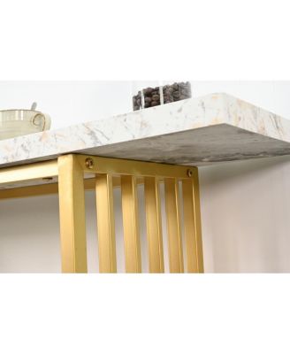 Modern Luxury Gold Metal Console Table with Storage Shelf