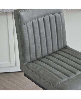   Faux Leather Bar Stool - Padded Seat, Metal Frame - Kitchen Island Seating