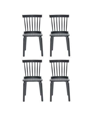 Streamdale Windsor Dining Chairs Set of 4, Wood Farmhouse Spindle Back, Black