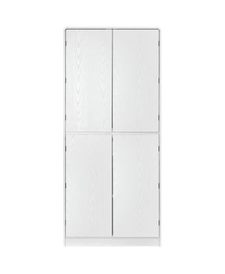 72" Farmhouse Kitchen Pantry Cabinet with 8 Shelves, Curved Storage, Hidden Drawer