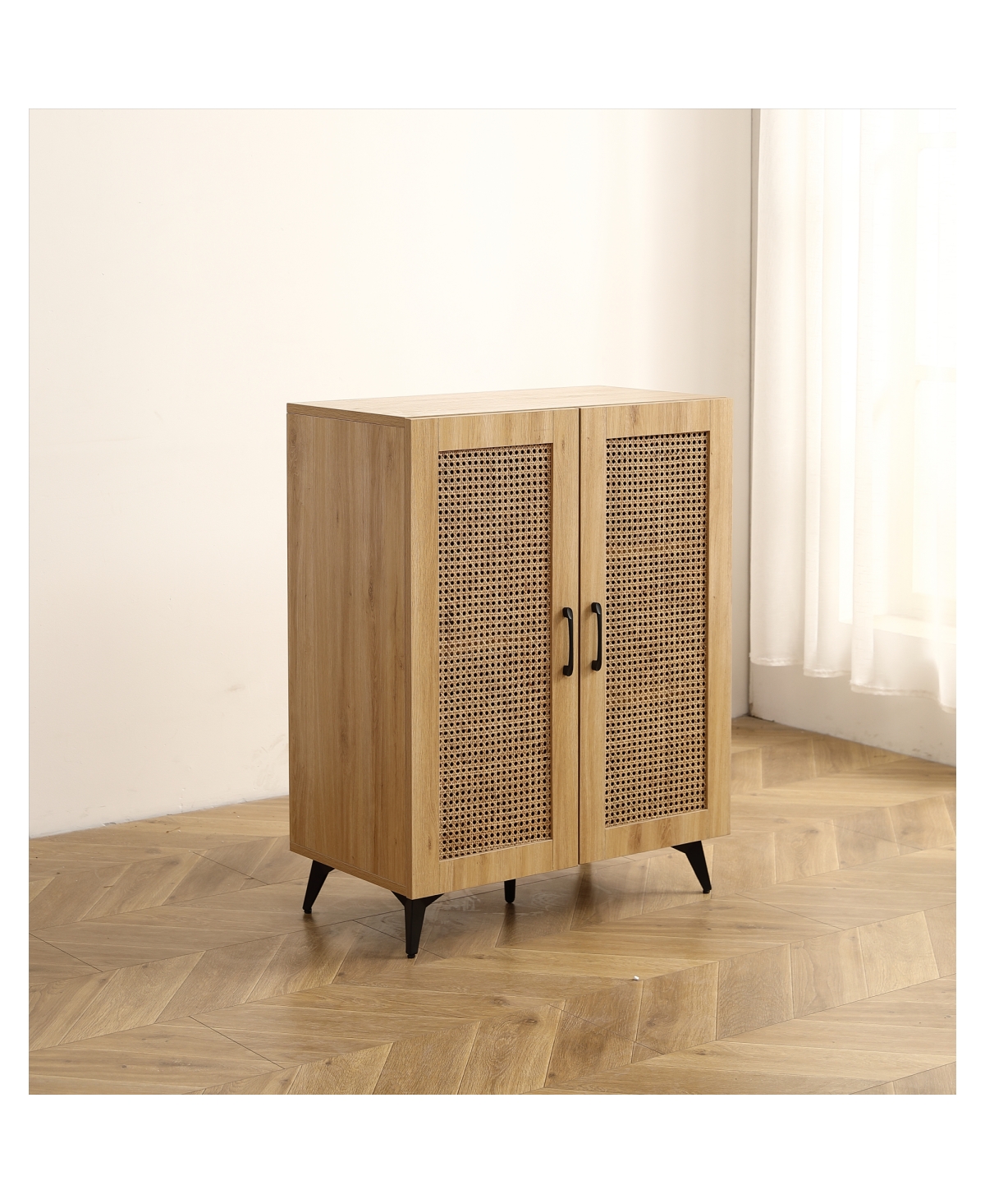 Streamdale Furniture Natural Rattan Storage Cabinet Double-Door Shoe Cabinet 29.5inch