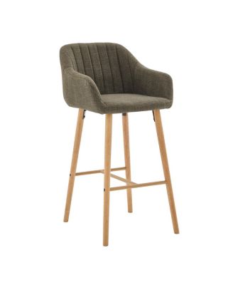 Modern Linen Bar Stools Set of 2 with Back & Armrest