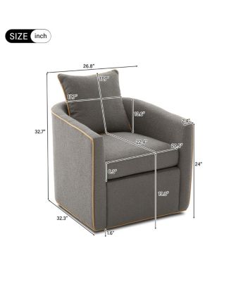 Swivel Accent Chair, Upholstered Club Barrel Sofa for Living Room, Light Gray