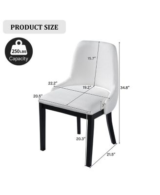 Wooden Dining Chairs Set of 2, Black Linen Upholstered Farmhouse Style Chairs