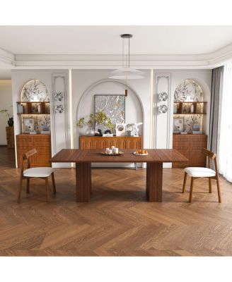 78" Wood Veneer Dining Table Set for 6 with Storage Chairs