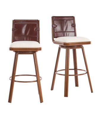 Streamdale Industrial Faux Leather Swivel Bar Stool with Padded Seat