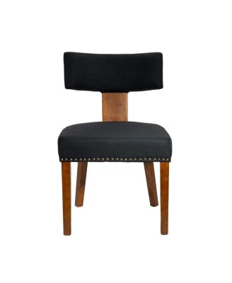 Streamdale Mid-Century Modern Dining Chairs Set of 2, Black Linen Upholstered