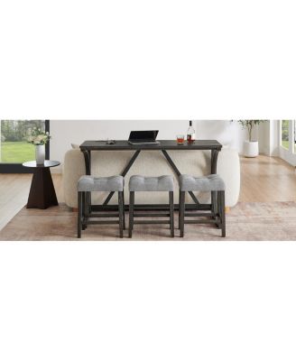 59" Bar Table Set with 3 Stools & Power Outlet