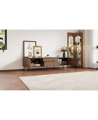 70" Fluted TV Stand with Storage Drawers & Cabinets, Modern Entertainment Center