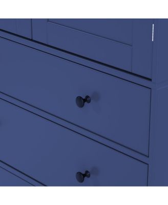 Farmhouse Kitchen Pantry Cabinet with 3 Adjustable Shelves, 8 Door Shelves, 3 Drawers