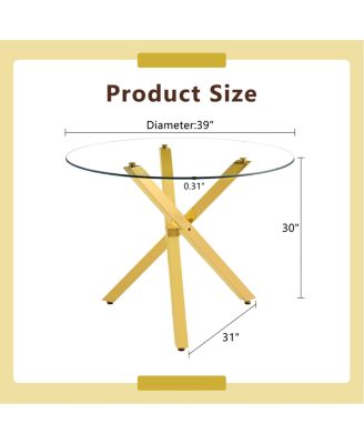 Round Glass Dining Table (2-4 People, 39" Dia x 30" H) - Stylish & Practical