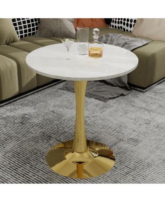 Streamdale Gold 27.6" Mid-Century Modern Dining Table with White Marble Top