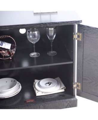 Storage sideboard cabinet with 2 mirrored doors & adjustable shelf