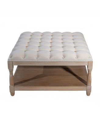 Streamdale Large 33-inch Tufted Linen Storage Ottoman Coffee Table